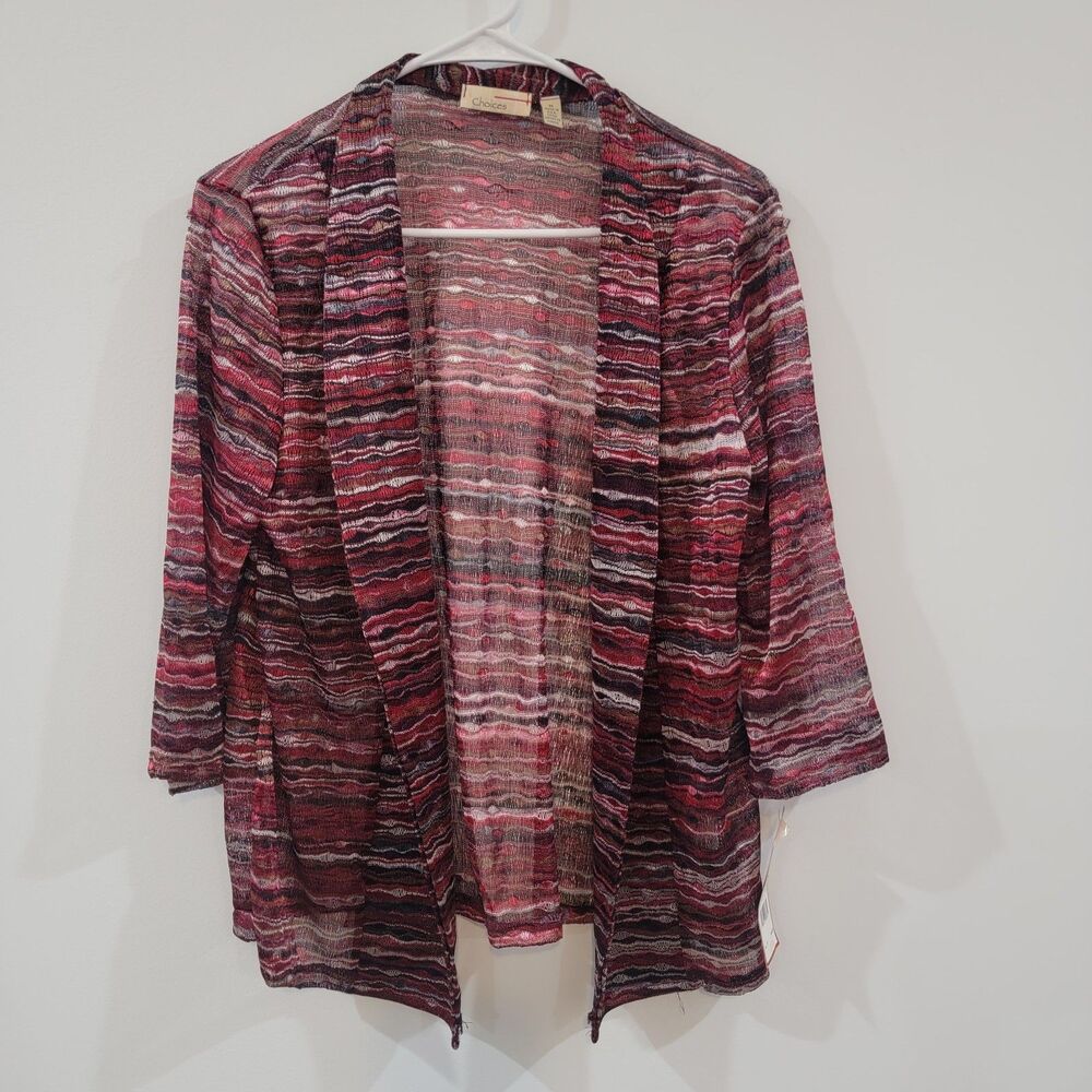 Vintage Choices Womens Open Cardigan‎ Size Medium Striped Art Abstract